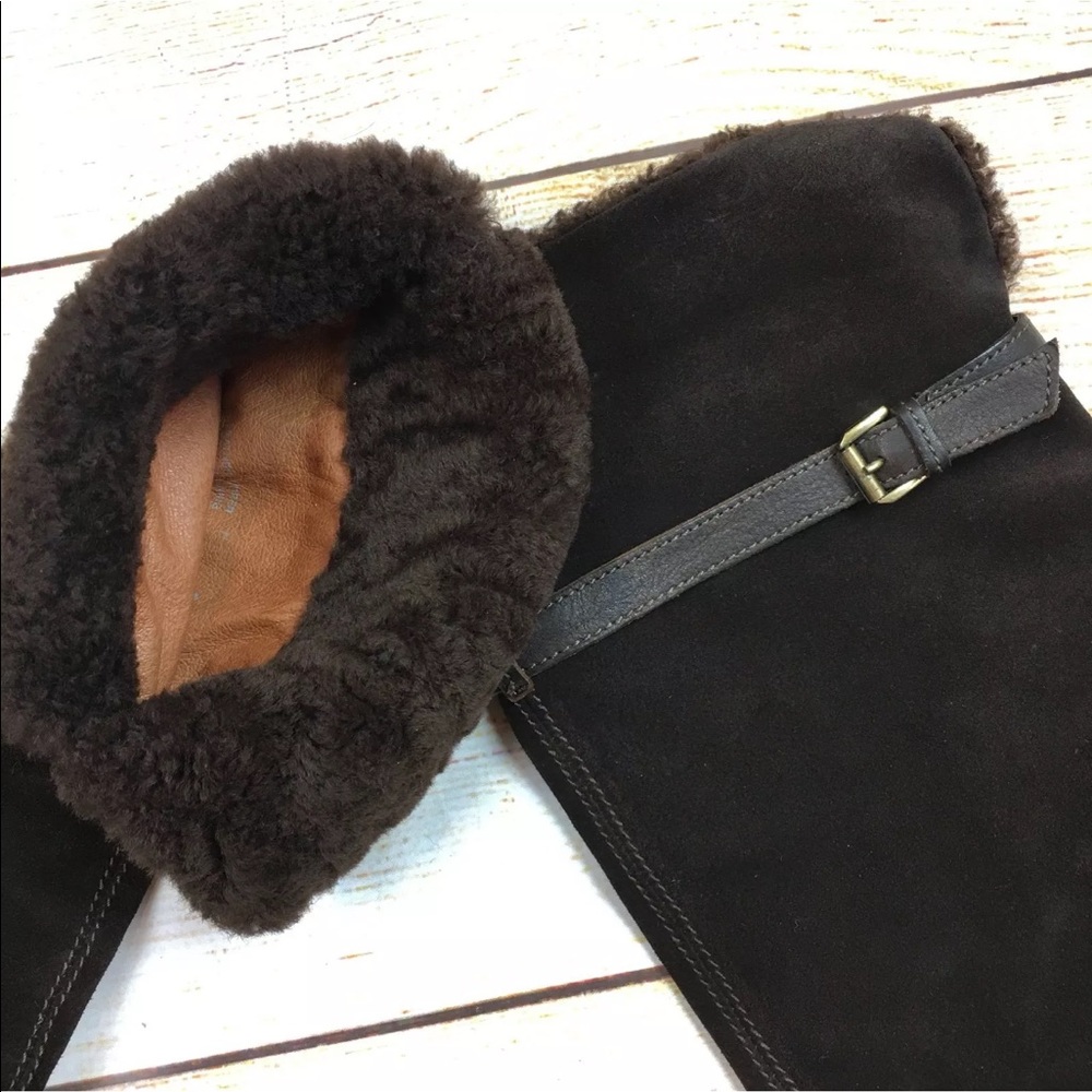 J Crew Italy shearling cuff suede boots sz 7 - Picture 4 of 9